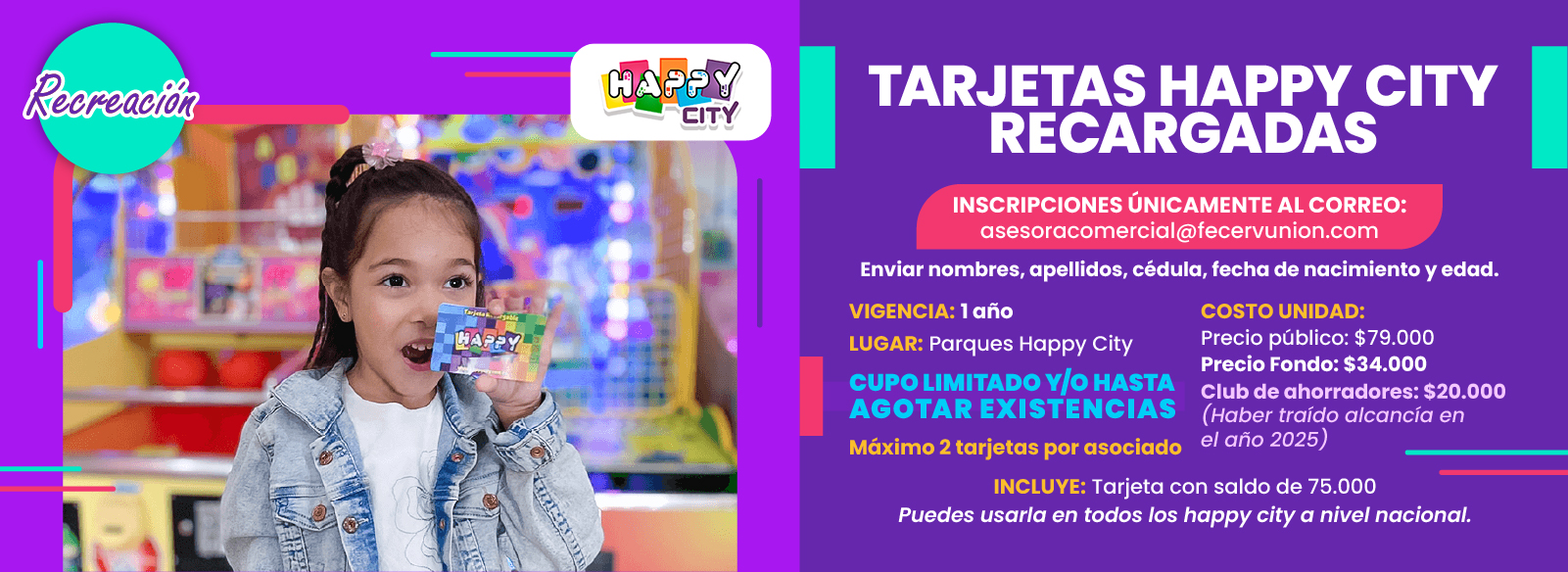 Slide Comite Recreación Tarjetas Happy City Recargadas