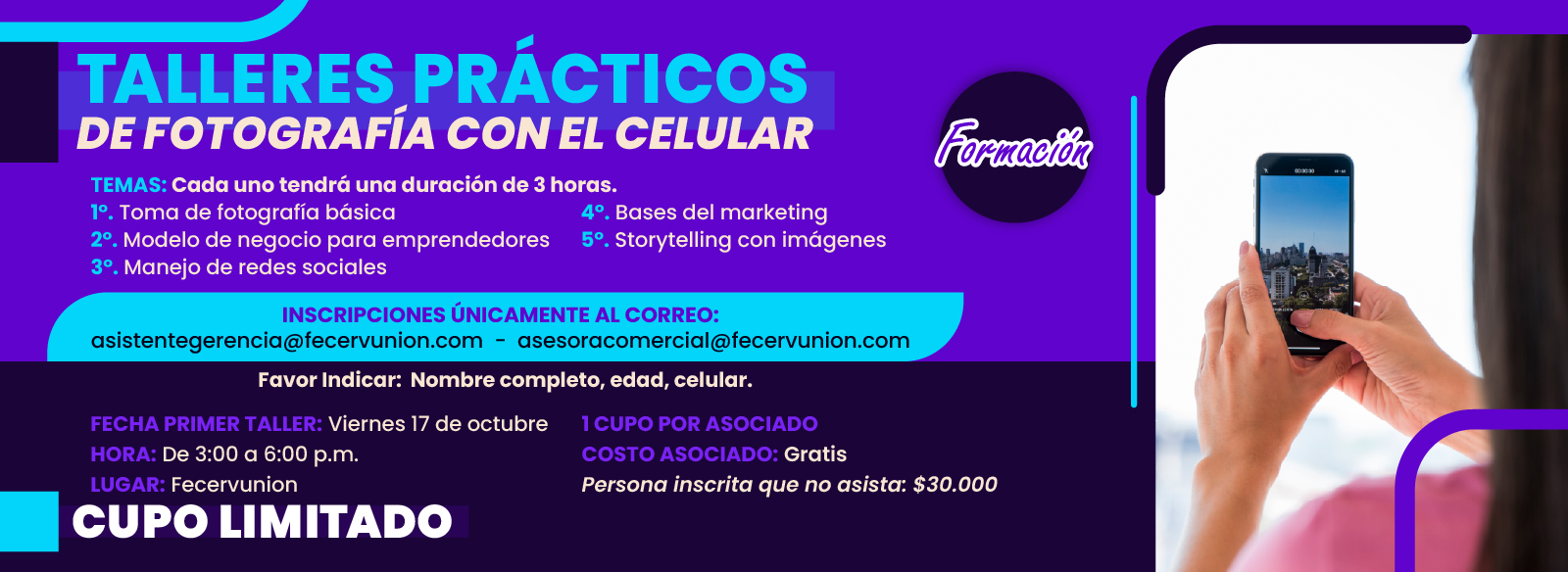 Slide Comite Formación Talleres prácticos fotografía con celular